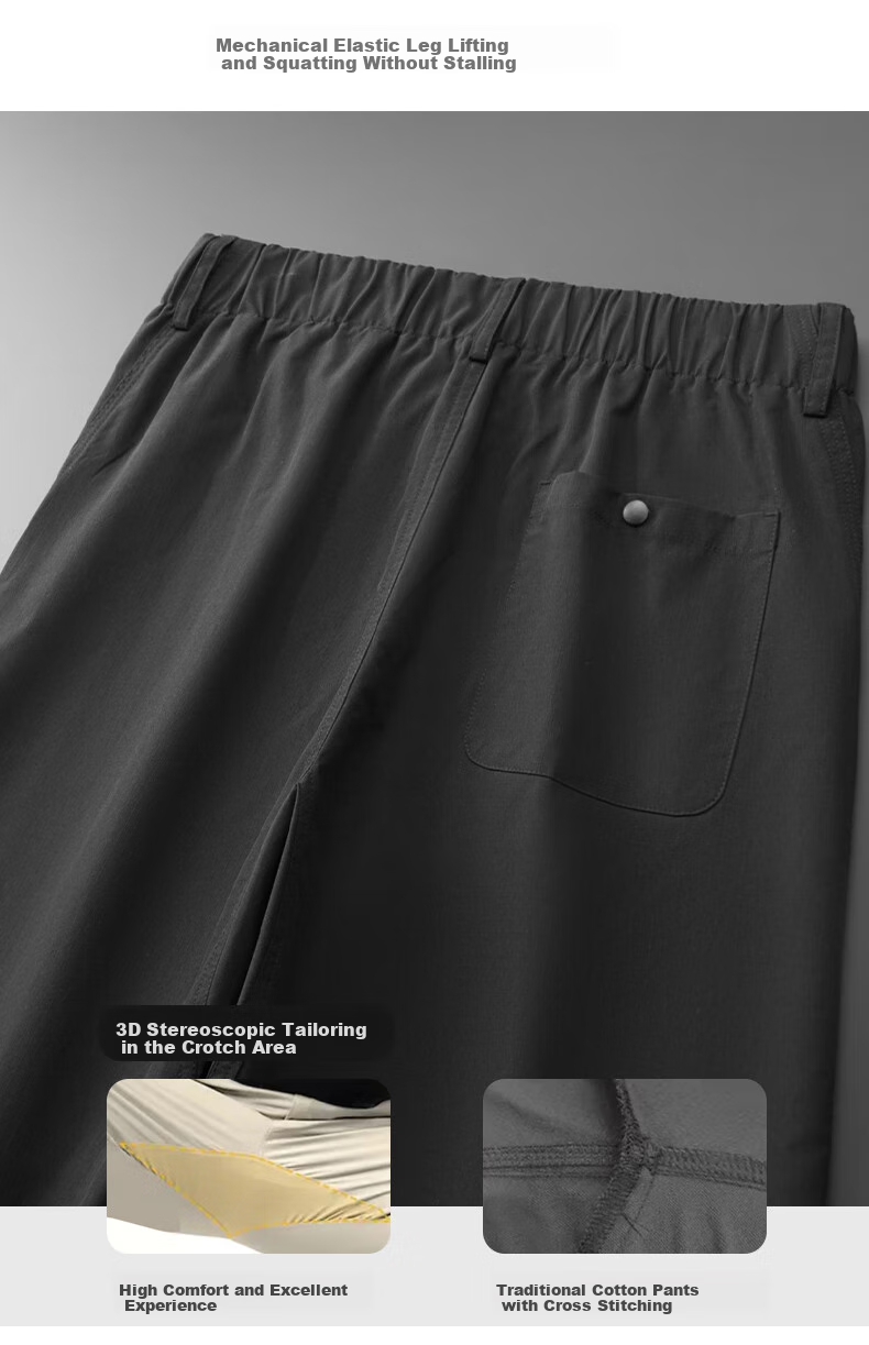 Ayoupang Summer Large Size Elastic Waist Dress Pants, Loose Elastic Business Thin Casual Trousers, Plus Size Cargo Long Pants 5