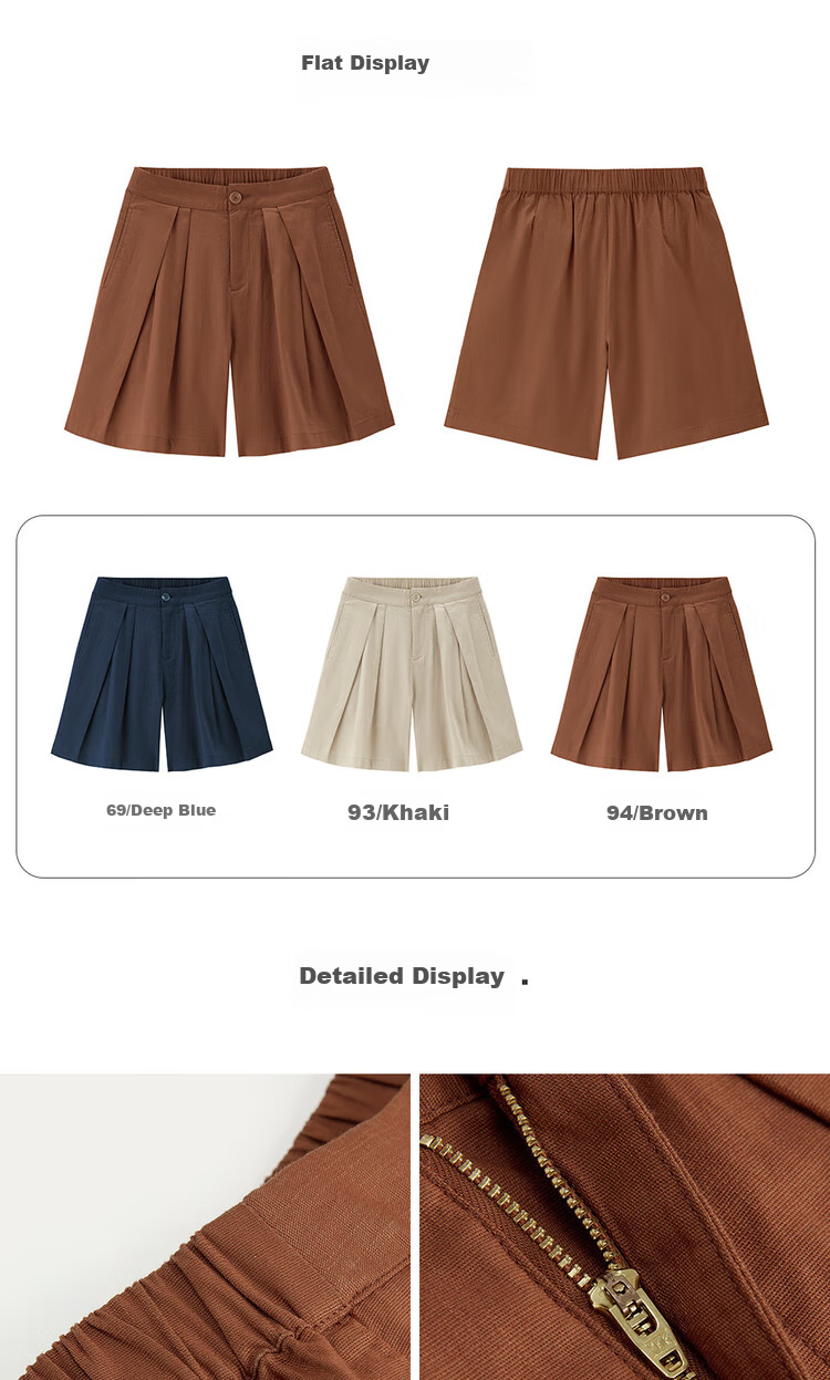 Giordano Women's Summer Lightweight Lyocell Pleated Wide-Leg Shorts with Elastic Waistband 05405305 19