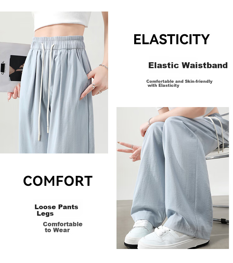 XUEXIMAN Cool Wide-Leg Pants for Women, Summer Lightweight 2026 New High-Waist Draping Loose Quick-Dry Lazy-Feel Mafu Yamamoto Pants 12
