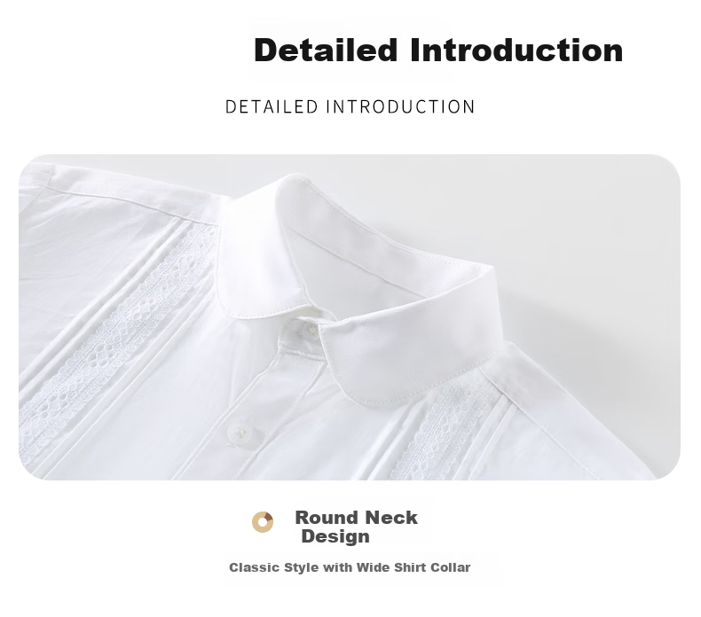 Luomeng Girls' Short-Sleeve Lace Trim White Shirt, School Uniform, Student Performance Costume, Children's Half-Sleeve Blouse, White, Size 170 14