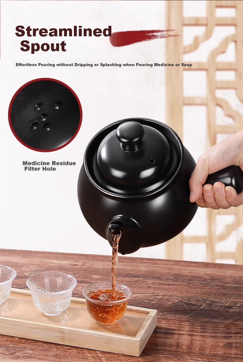 CERAMICS [Lianjiej's Choice] Herbal Medicine Frying Pot 1.8L Ceramic Open Flame Heat-Resistant Traditional Chinese Medicine Pot Health Pot TCM Decoction Pot 12