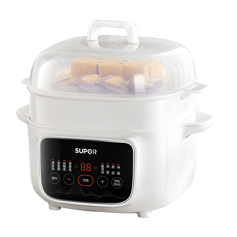 SUPOR Electric Stew Pot, Ceramic Soup Cooker with Separate Water Layer, Multi-Functional Home Use for Cooking Soup And Stewing, One Pot with Five Inner Pots for Steaming And Stewing All-In DZ25YC886
