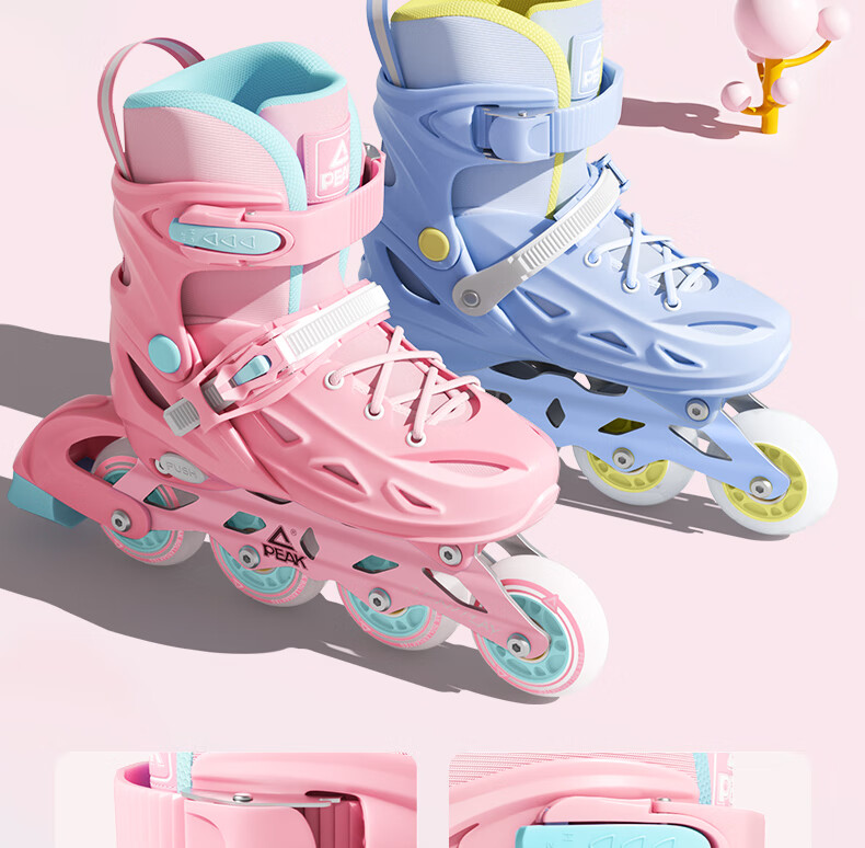 PEAK Roller Skates, Children's Inline Skates, Boys And Girls Roller Skates, Hip Protection [Elementary And Middle School Roller Skating Class], Birthday Gift, Blue M 11