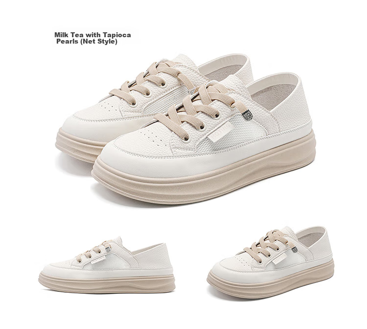 RED DRAGONFLY Women's Shoes, 2026 Autumn White Sneakers, Slip-On Simple Commuter Casual Skateboard Shoes WPB14032, Milk Tea Color, Size 40 15