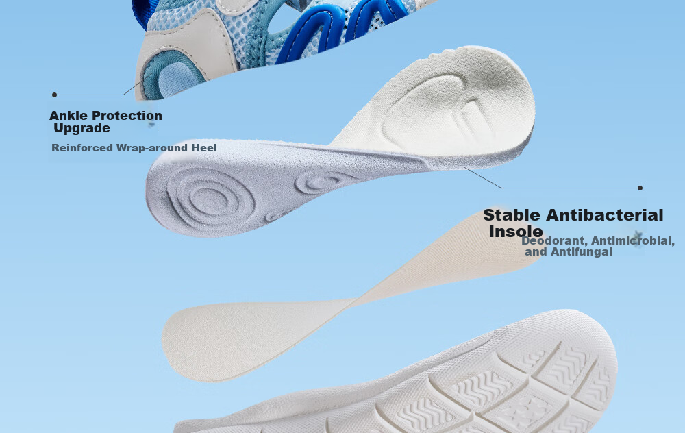 BOBDOG Children's Shoes, Baby Sandals, Toddler Shoes, Boys' Caterpillar Shoes, Breathable Mesh Kids' Footwear, Light Blue, Size 25 12