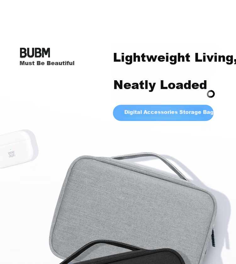 BUBM Cable Management Pouch for Digital Accessories, Laptop Charging Cables, Power Banks, Hard Drives, Travel Portable Organizer Bag, Single Layer Medium Size, Black 1