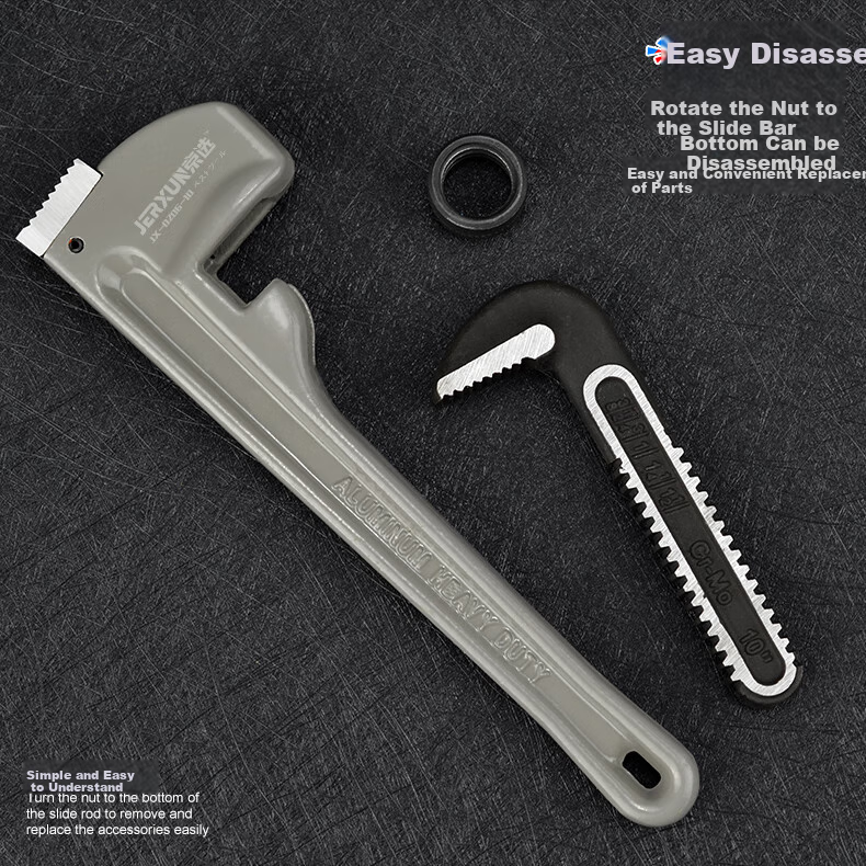 JERXUN 8-Inch Heavy-Duty Pipe Wrench, Round Pipe Pliers, Multi-Functional Dual-Purpose Pipe Pump Wrench, Adjustable Wrench, Plumbing Tool 6