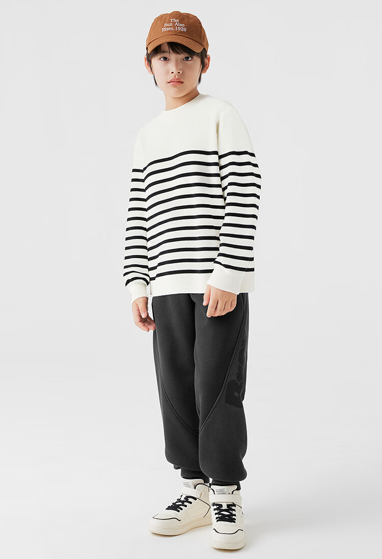 Balabala Kids Striped Knit Sweater Boys Girls Autumn Winter Fashionable Pullover Top 3