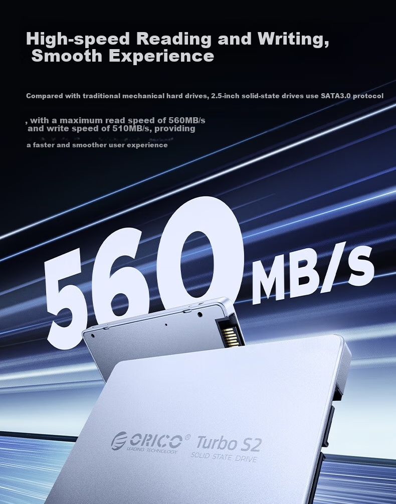 ORICO 256GB SSD Solid State Drive SATA 3.0 Interface Aluminum Alloy Case Anti-Interference Desktop Laptop AI Computer Accessories 4