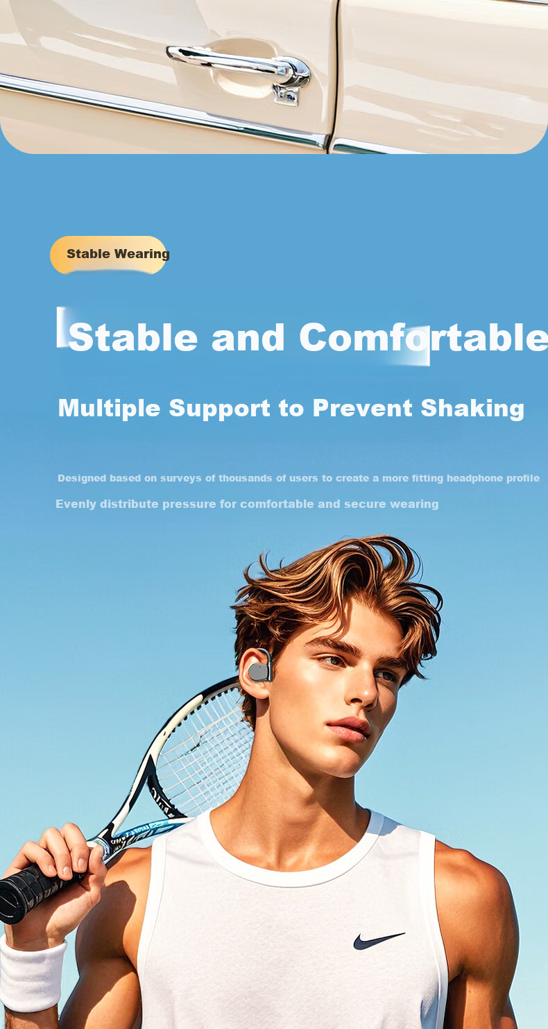 CLAISON Bluetooth Headphones, Ear-Hook Bone Conduction Concept, Non-In Open-Style Wireless Sports Running Cycling Gaming Ear-Clip Headphones, Suitable for Apple Huawei M111 - Off-White 12