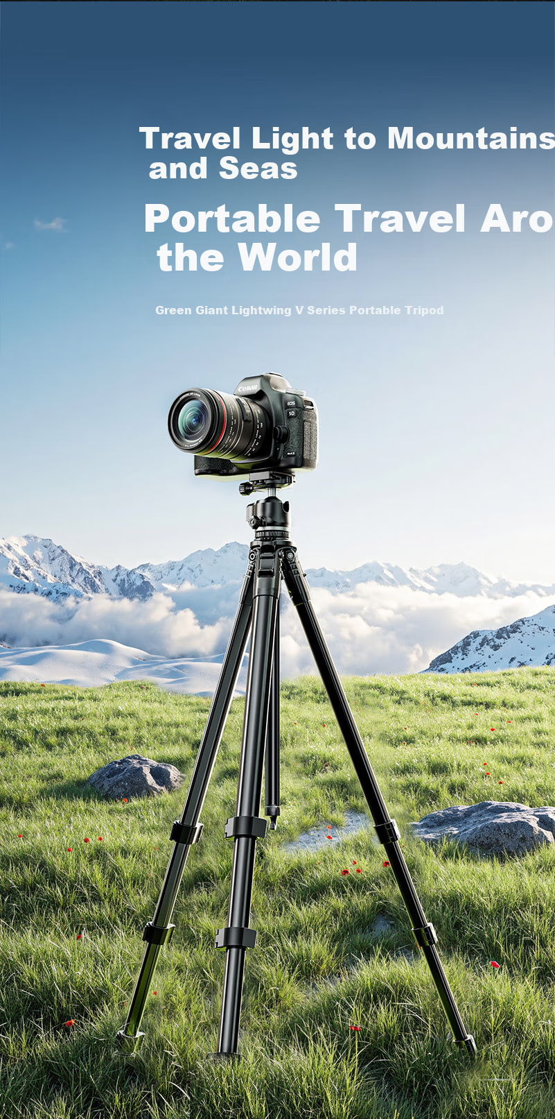 Llano Lightweight S Camera Tripod Stand Professional DSLR Mirrorless Camera Photography Tripod for Fuji Sony Anti-Shake Shooting Recording Live Streaming Outdoor Alloy Fish Light Stand 2