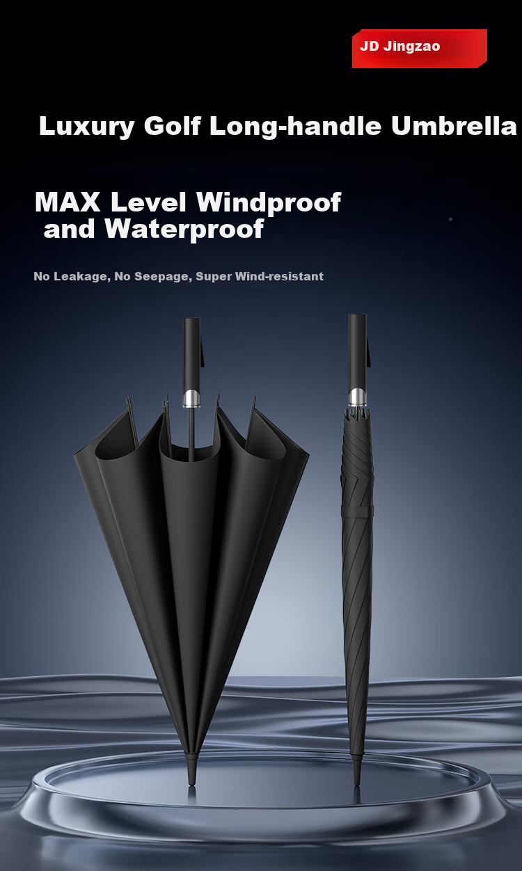 JD Original Black Knight PLUS Umbrella, 8-Rib Long Handle Umbrella, Large Reinforced Men's Waterproof Windproof Umbrella, for Rain And Shine, 25 Inches 116cm 1