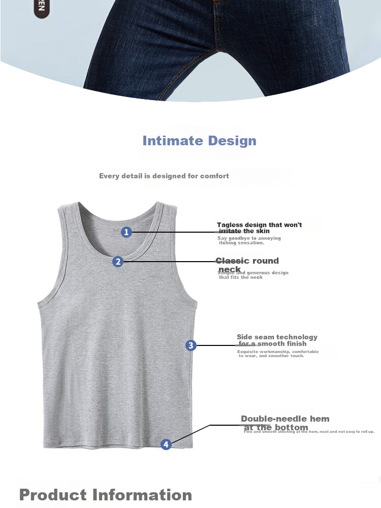 MiiOW White Pure Cotton Tank Top for Men, Summer Lightweight Undershirt, Large Size Loose Sleeveless Athletic Undershirt 2