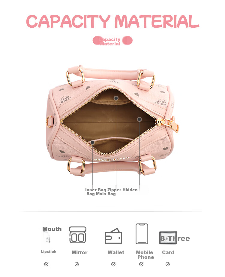 Mesuca X Hello Kitty Handbag, New Women's Bag for Commuting And Casual Wear, Shoulder Pillow Bag with Gift Box, Birthday Gift for Wome 7