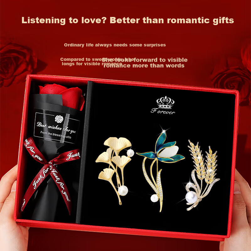 Mini&Yaya High-End Brooch Gift Box, Women's Set, Premium Light Luxury Niche Design, Valentine's Day Birthday Gift for Girlfriend 11