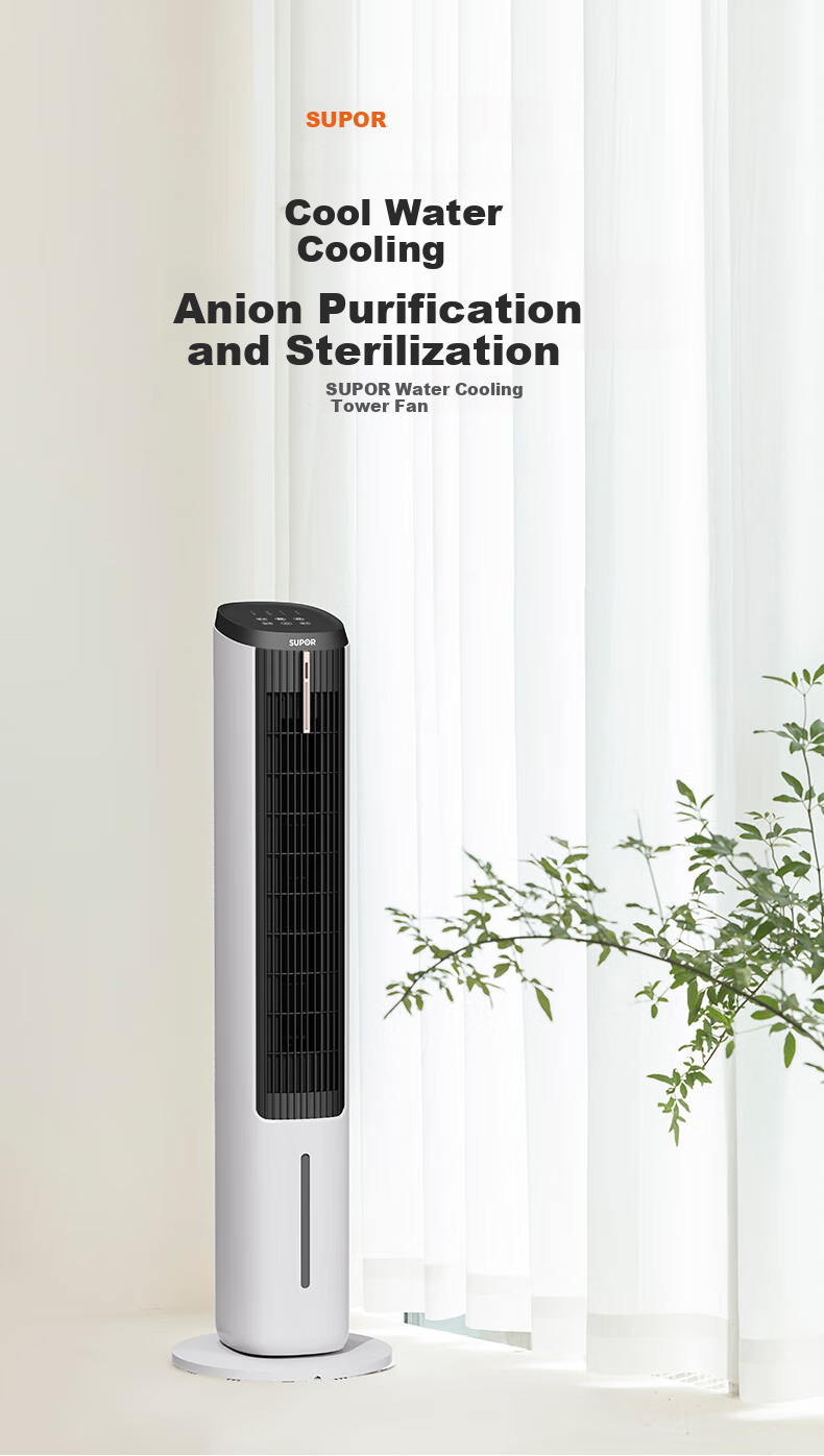 SUPOR Home Air Cooler with Humidification, Smart Voice Control, Negative Ion Purification, Floor-Standing Cold Air Machine, Water-Cooled Tower Fan, Cooling Mini Air Conditioner EFD-403A 1