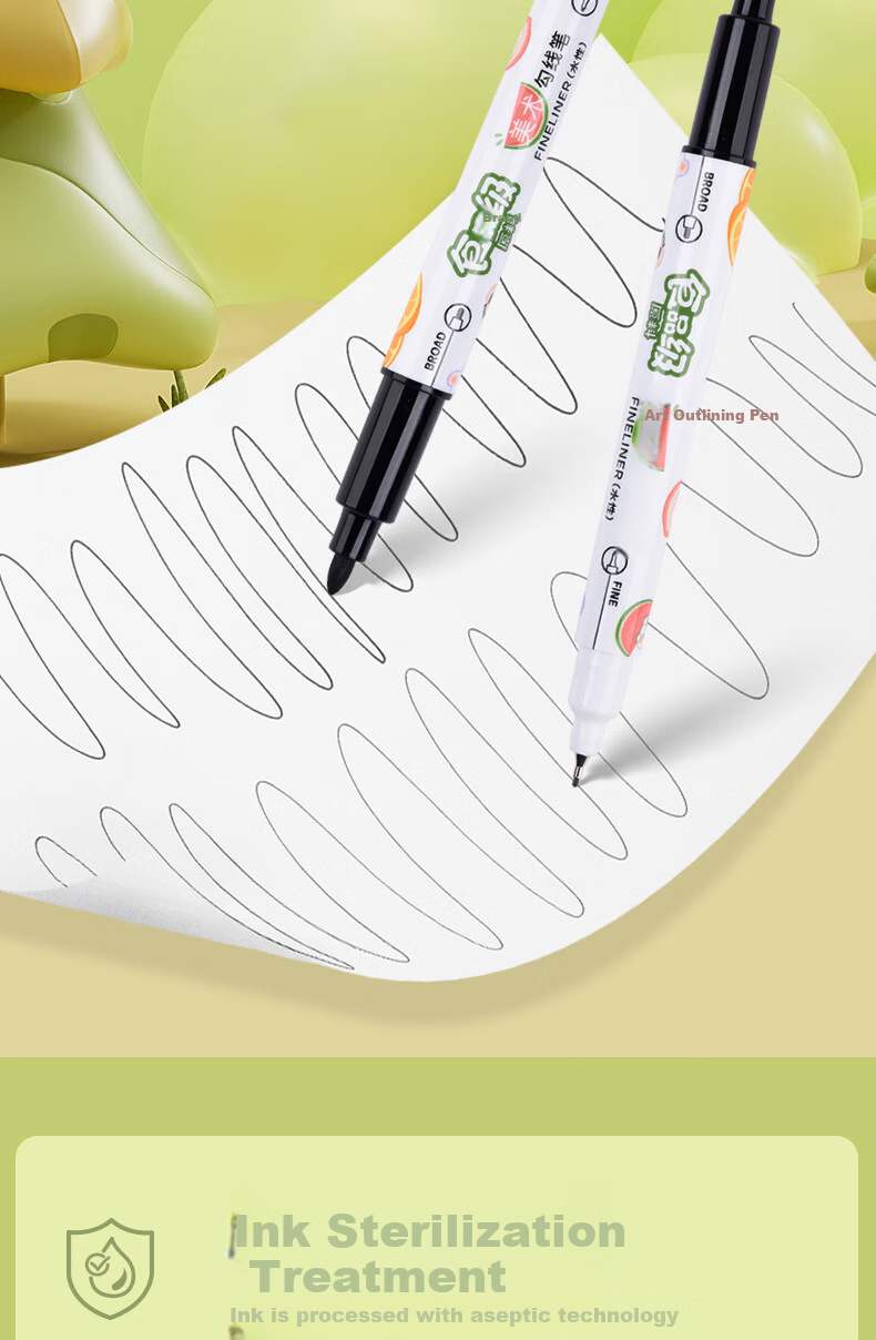 Genvana [12 Washable] Black Water-Based Dual-Tip Marker Pens for Drawing, Outlining, Meetings, Signing, Art Students, Odorless G-09820 7