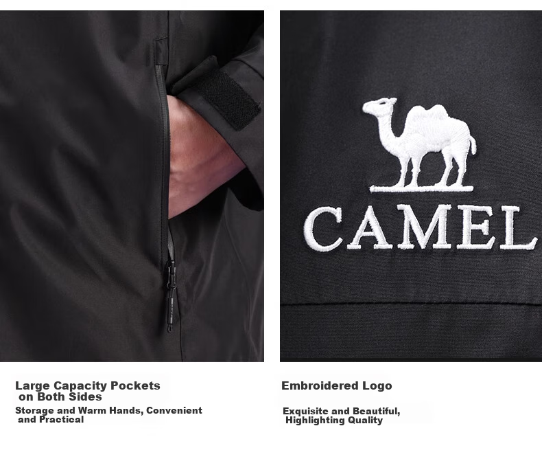 CAMEL Women's Three-In Jacket, Casual Outdoor Windproof And Waterproof Mountaineering Coat, 734CATG614, Phantom Black, Size S 21