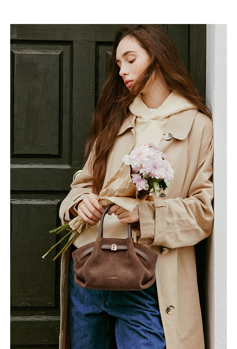 La Festin Suede Small Lazy Bag, 2026 New Style Handbag, Crossbody Basket, Women's Tote Dumpling Bag, Birthday Gift for Girls 3