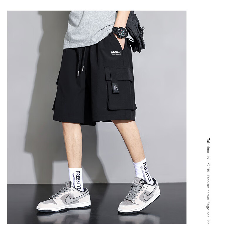 FAIRWHALE Men's Summer Casual Comfortable Breathable American Style Workwear Outdoor Sports Shorts Black XL 8
