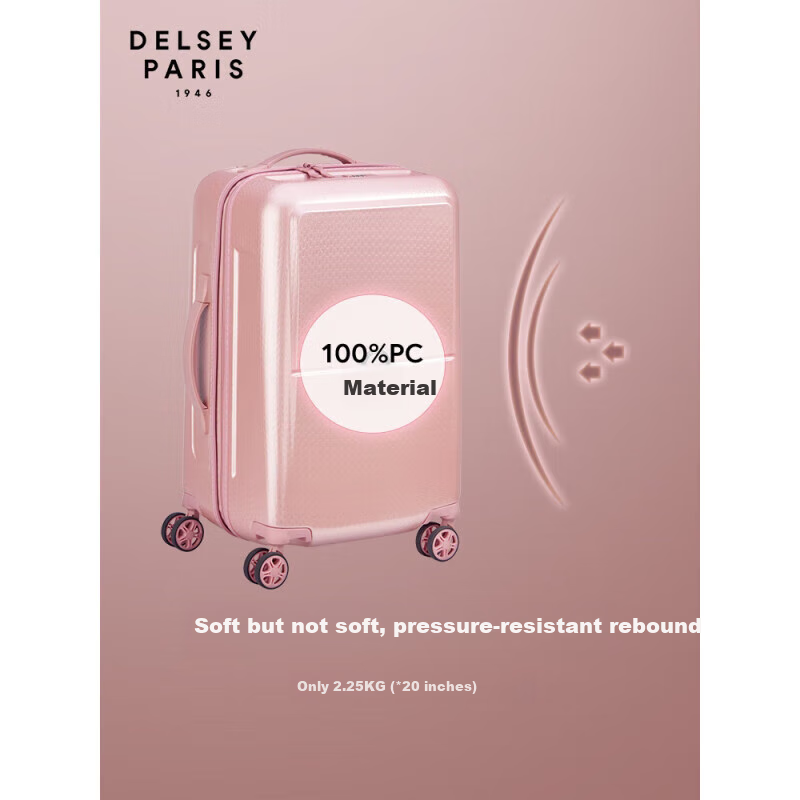 DELSEY French Ambassador 1621 Trolley Suitcase with Combination Lock, Spinner Wheels, And Quiet Wheels