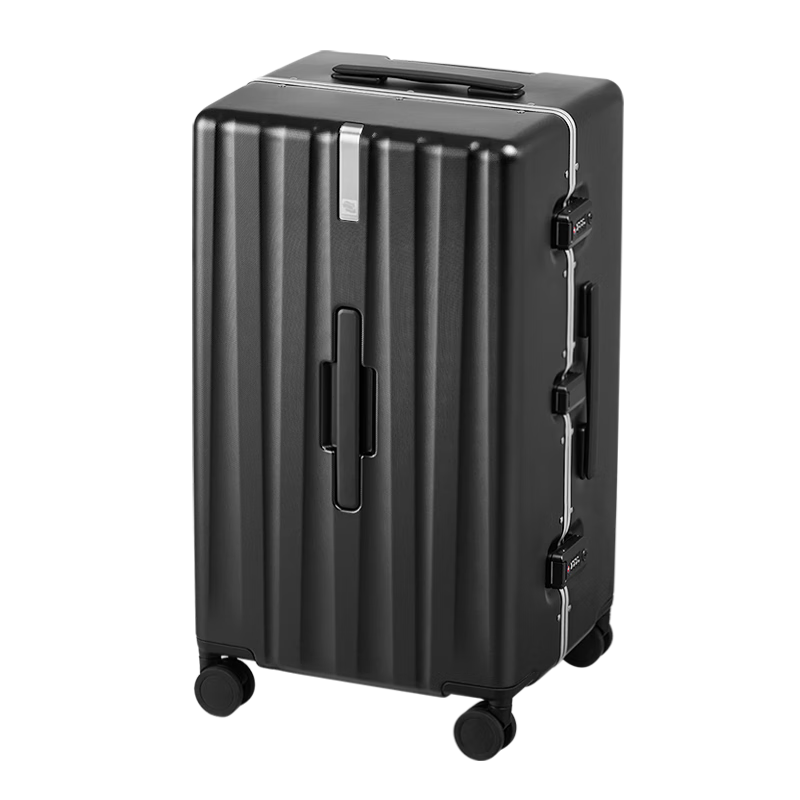 HANKE Large Capacity Luggage Aluminum Frame Suitcase for Women And Men, 26-Inch Ink Jade Black, 90L Password Lock Travel Case, Extra Large And Thick