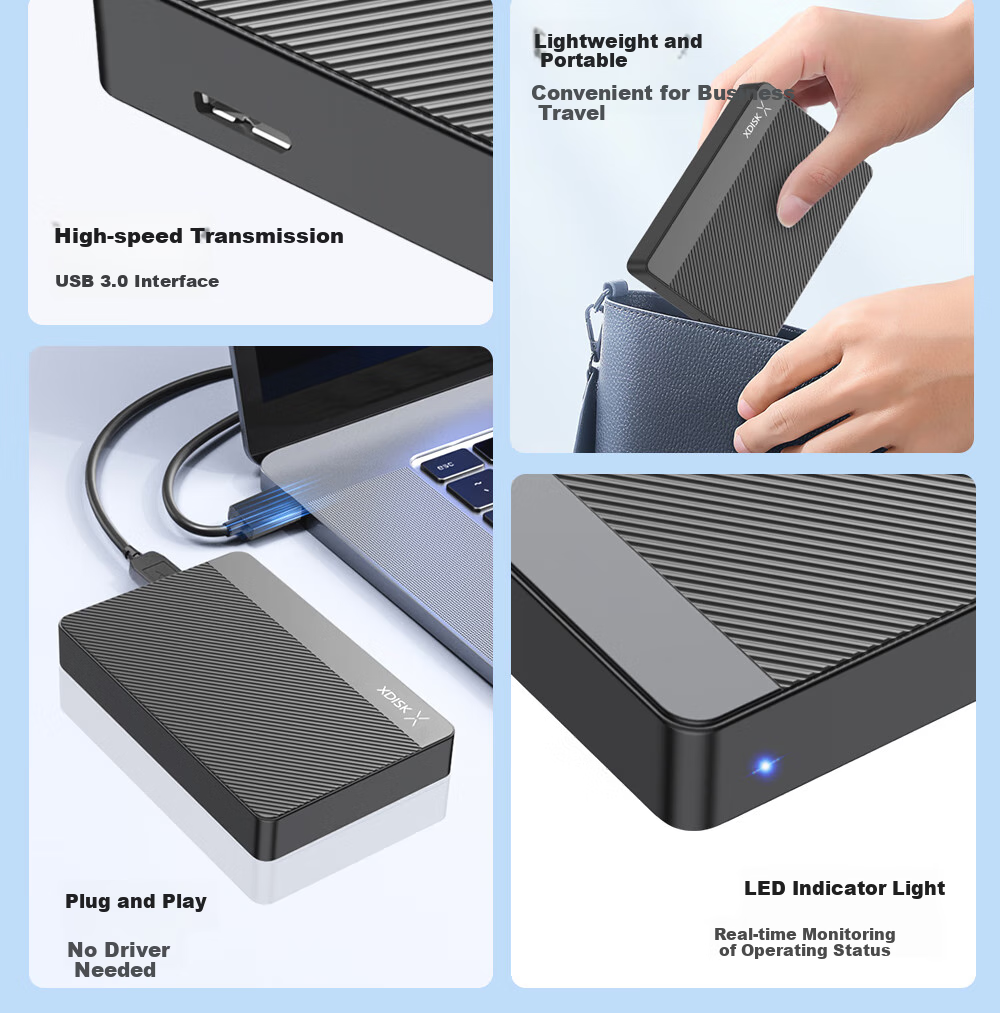 Xiaopan (XDISK) USB 3.0 External Hard Drive 1TB Dual Disk Backup X Series 2.5-Inch Classic Black External Storage for Data, Photos, Videos High-Speed Transfer 3