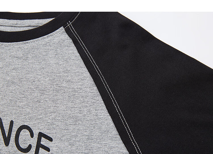 Demna【Light Enjoy Pure Cotton】Autumn American Leisure Splicing Round Neck Letter Print Elasticity Slimming Temperament Women's T-shirt 6