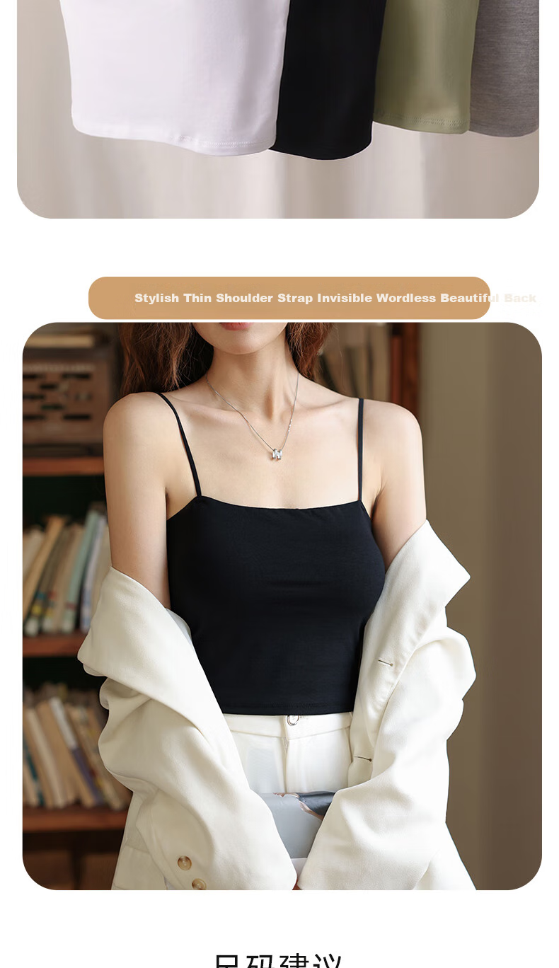 LangSha Camisole Tank Top for Women with Built-In Bra Pads, Sexy Backless Vest, Inner Wear, One-Piece Camisole Bralette 6