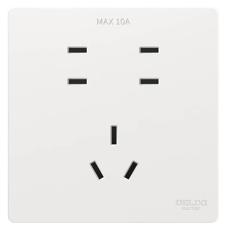 DELIXI Switch Socket CD806 Matte Frosted Cream Style Large Panel Seven-Hole Socket 10A Han Yu White