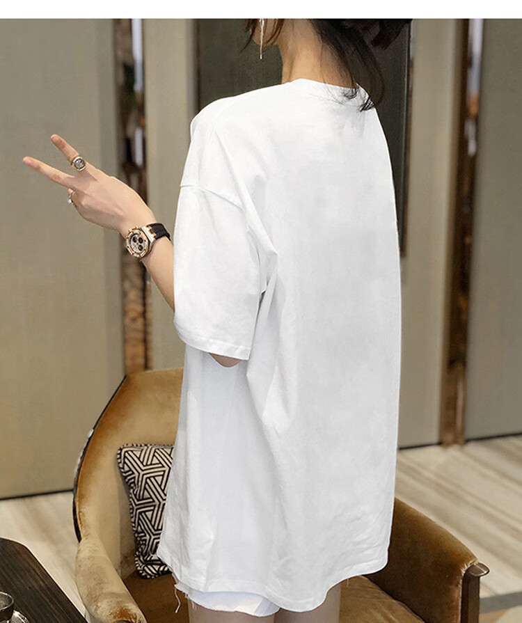 TonLion 2025 Summer Women's Front Chest Letter Print Round Neck Short-Sleeve T-Shirt, White, M 7