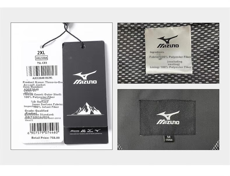 MIZUNO Outdoor Jacket Unisex Hiking Windproof 3-in-1 Two-Piece Set 24