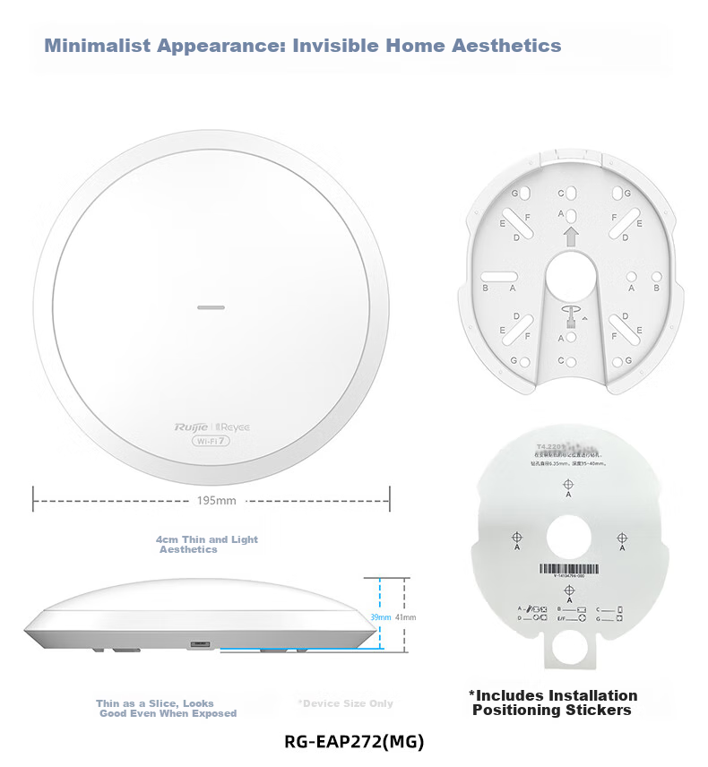 Ruijie WiFi7 2.5G Wireless AP Ceiling Set, 3600M, 1-To Whole House Router AC + AP Networking, Large Apartment, RG-EG306MG+RG (MG)*2 7