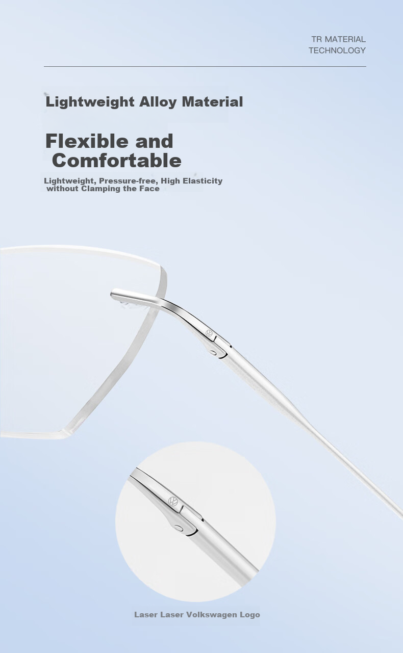 Volkswagen German, Genuine High-End Frameless Reading Glasses for Men, Ultra-Light Anti-Blue Light Reading Glasses, 666-150 3