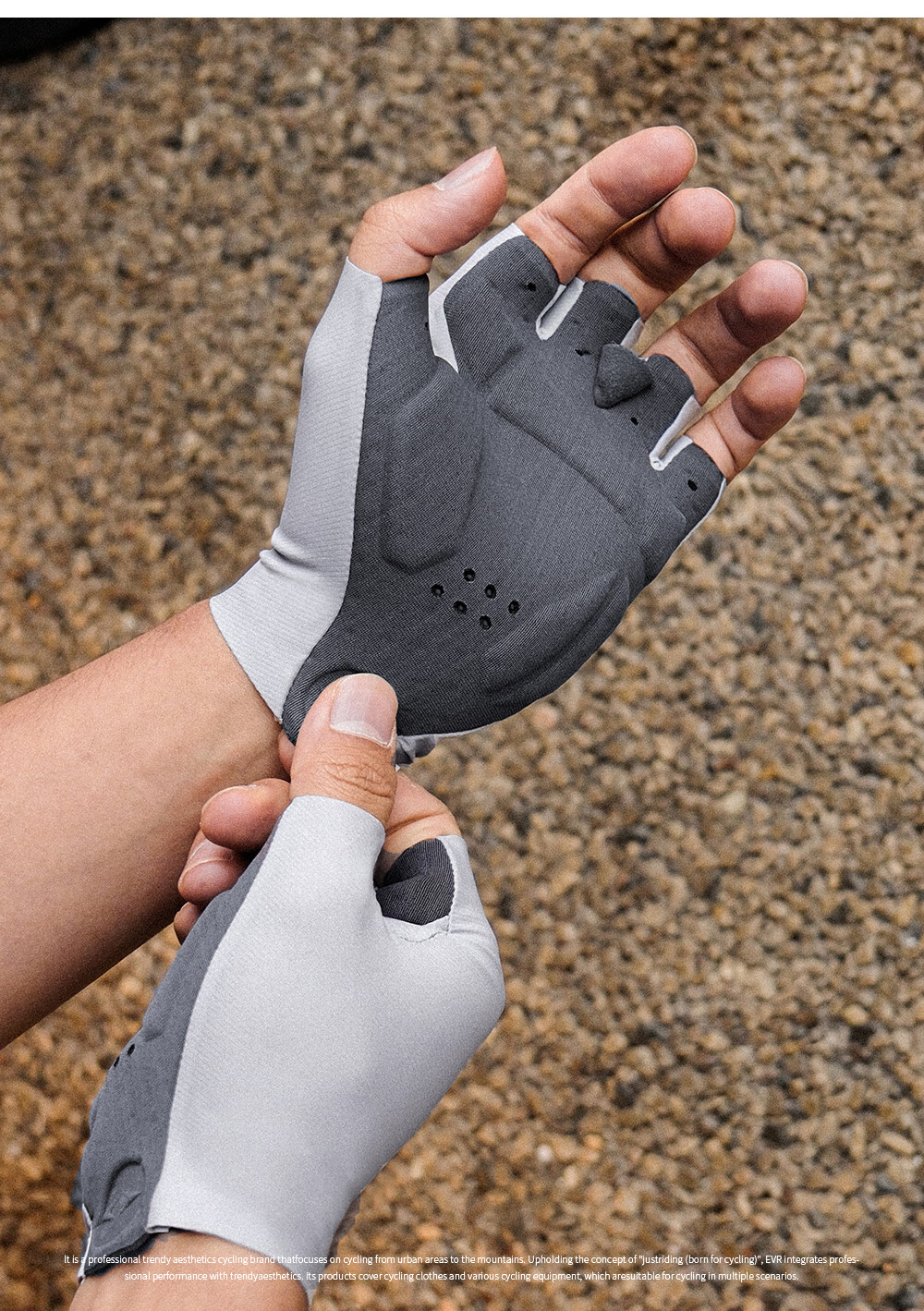 EVR Double Arrow Cycling Gloves, MITI Fabric, Half-Finger, Summer Shock-Absorbing Short Finger, Gray, Size L 11