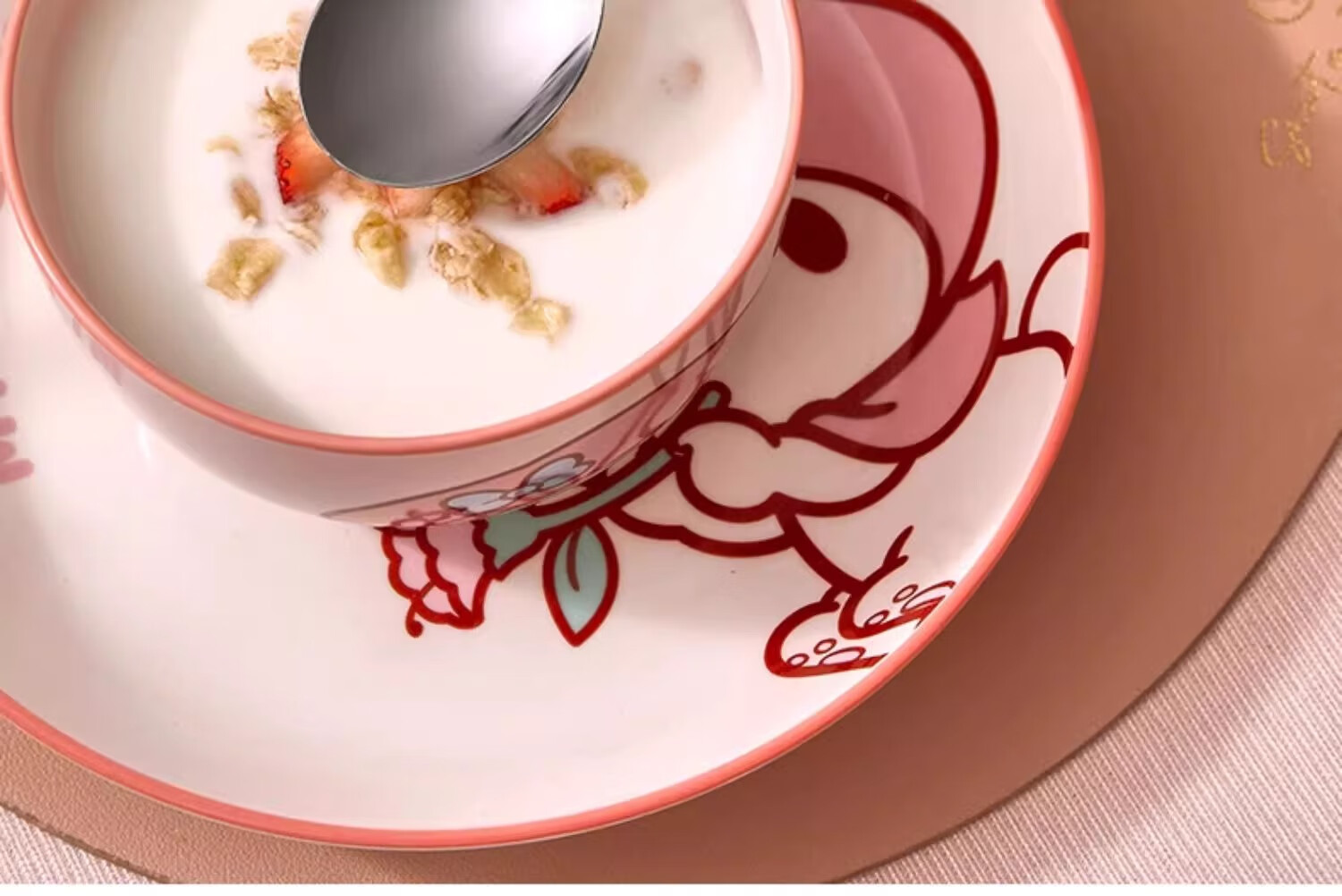 MANCHAOJIA Stainless Steel Fork, Cute Silicone Spoon And Fork for Children's Meals, High-Quality Exquisite Tablespoon for Home Use - HELLO KITTY 5