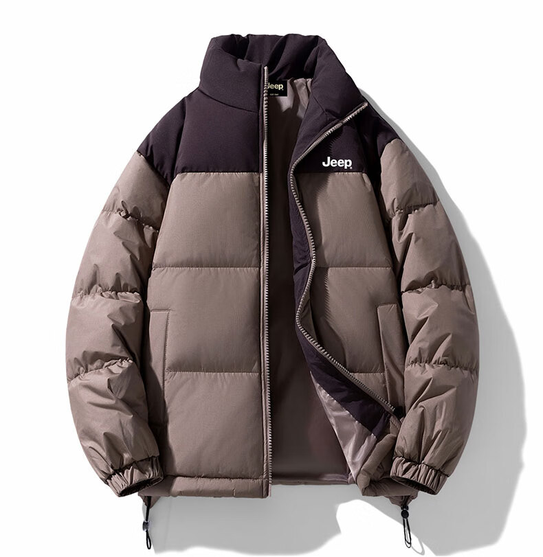 JEEP Men's Winter Down Jacket New Windproof Warm Casual White Duck Down Stand Collar Cold-Resistant Coat 10