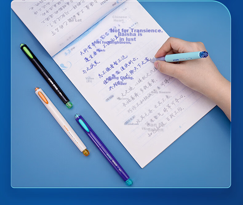 Dianshi Deep Sea Capsule Submarine Fountain Pen EF Fine Nib for Primary School Students' Handwriting Practice, Third Grade Back-To Season, Black Barrel, No Spill Ink, 4 Ink Cartridges, Erasable Blue Ink, Specialized for Calligraphy Practice, Teacher's Day Gift 17