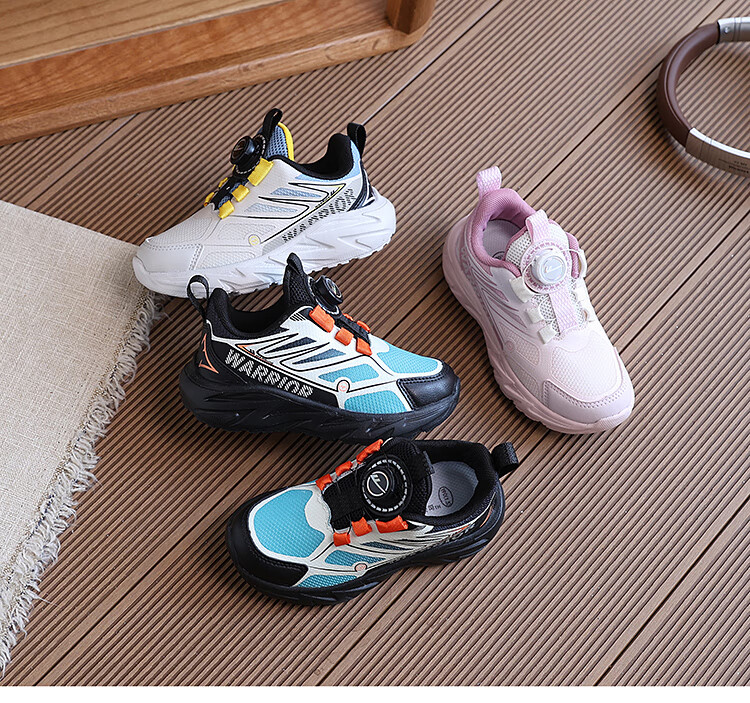 Warrior Children's Sports Shoes with Rotary Buckle, New Campus Running Shoes for Boys And Girls, WZ-B780T, Beige-Black Size 29 1