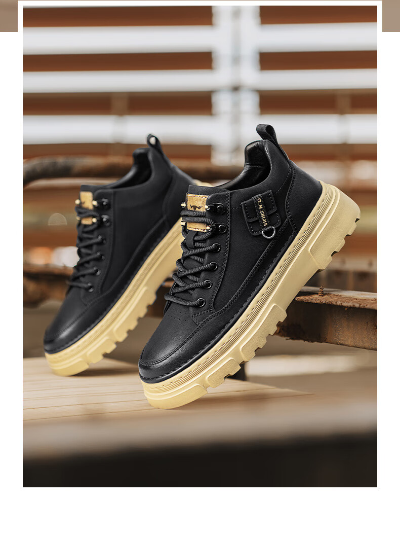 Bull Family Men's Autumn Winter New Trendy Fashion Martin Boots Classic Retro Work Boots Men's Office Commuter Shoes 6
