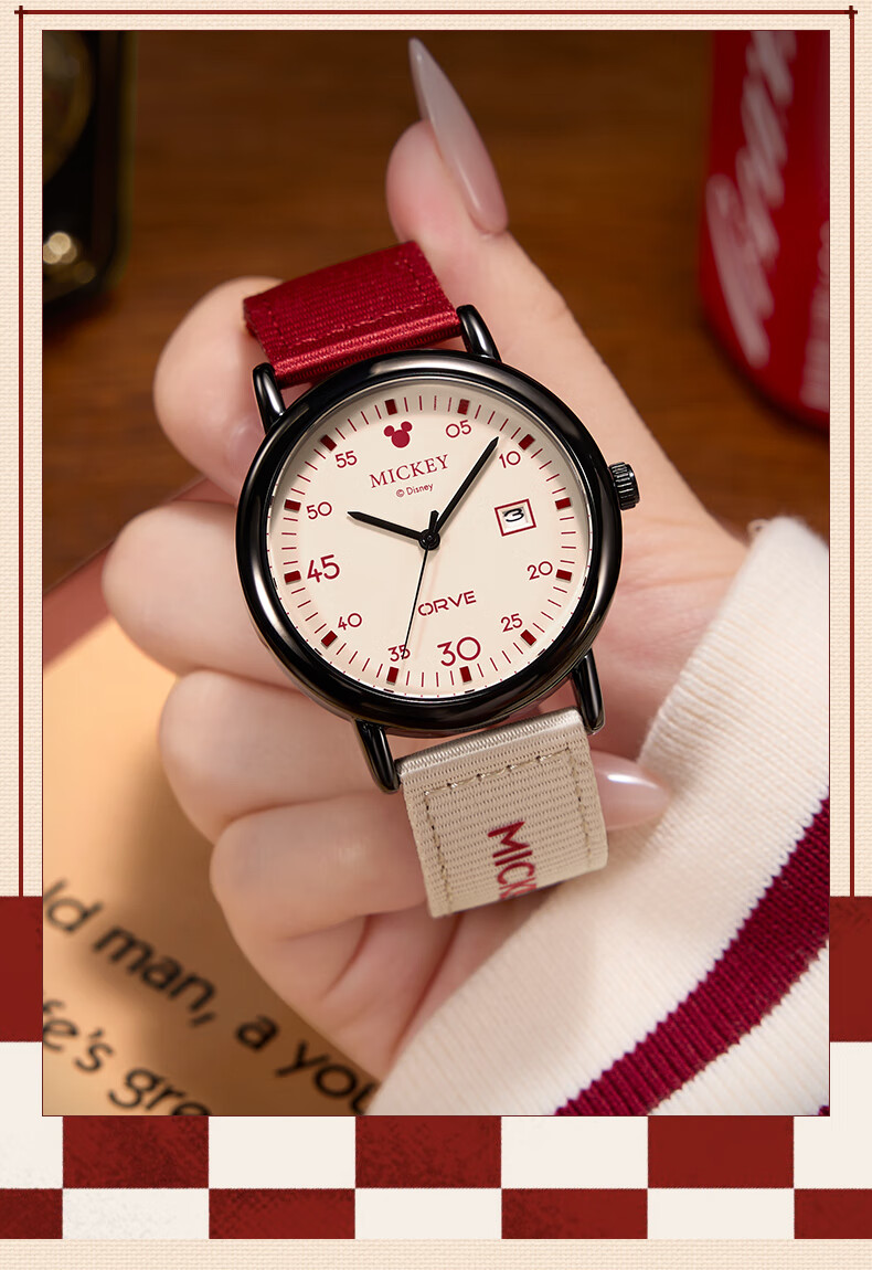 Disney Women's Watch Vintage Canvas Strap High School Student Stylish Exam Watch Gift Box Birthday Present 4