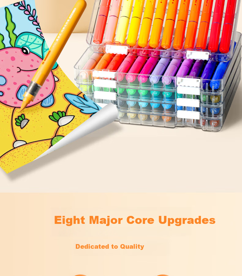Yuji Direct Liquid Acrylic Markers with Soft Tips, 24-Color Set, No Pressing Required, Washable, Non-Bleeding, Stackable, for Students' Hand-Drawn Art, Specialized Drawing Watercolor Pens And Brushes 2