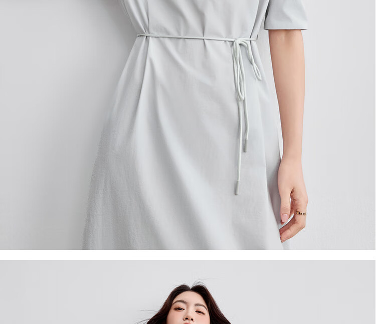 Sentubila Commuter Style Five-Sleeve Summer Slim Waist Embroidered Shirt Dress for Women Mid-Length 21