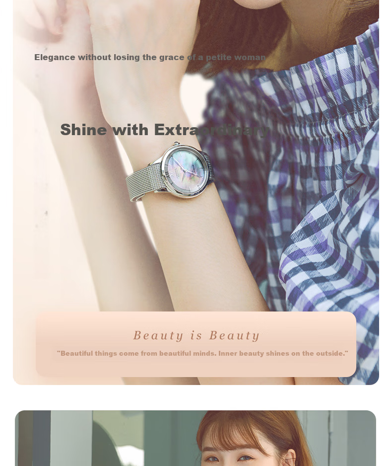 CITIZEN Watch for Women, Japanese And Korean Style L Series Eco-Drive Mother-Of Steel Strap Student Gift for Girlfriend EM0810-84D 4