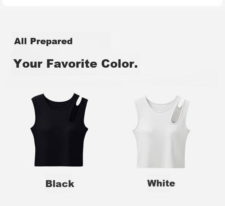 GUJIN Hollow-Out Camisole Tank Top for Women, Summer Short Style with Built-In Bra Pads, Inner Wear Undershirt, Black, L, 115-135 Ji 11