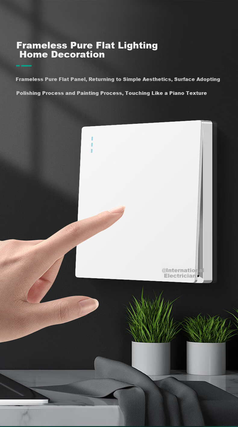FDD Socket Panel, 86-Type Wall Power Switch, Concealed Recessed Five-Hole Socket, Frameless Large Panel, White, USB+Type-C Five-Hole [20W] White 6