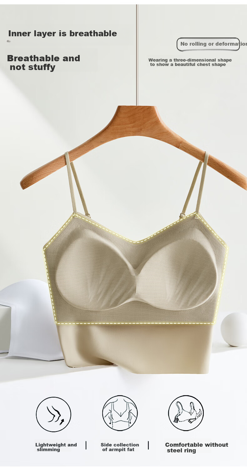 GUJIN Ice Silk Camisole Tank Top for Women with Built-In Bra Pads, Can Be Worn Alone Or As Outer Layer, Slim-Fit Undershirt, Lightweight And Comfortable without Needing A Bra 6