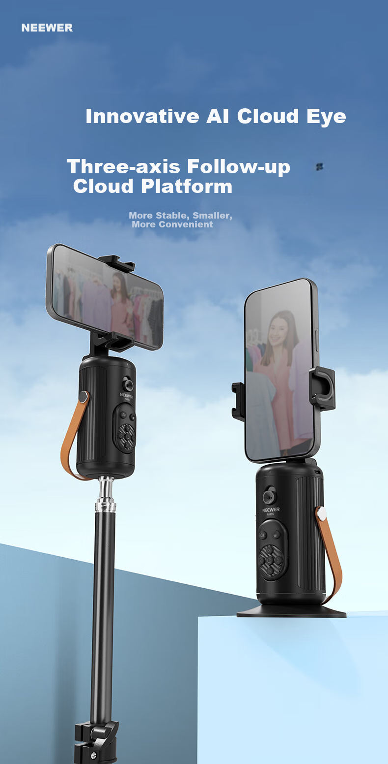 NEEWER 2025 New Smartphone Gimbal Follow-Up Device, Face Tracking Handheld Selfie Stick, 360-Degree Rotation Anti-Shake Three-Axis Gimbal, TikTok Live Streaming Equipment Complete Set for Selfie Recording And Vlog 1