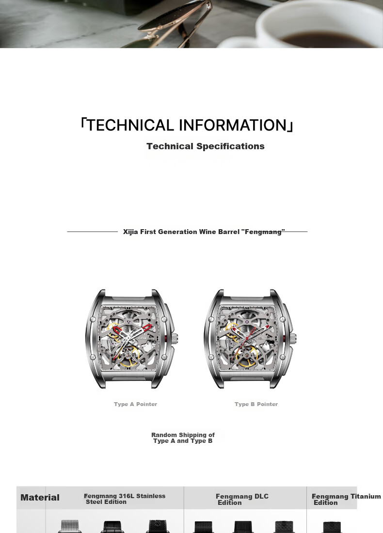 CIGA Design Jijia Fengmang Series Mechanical Wristwatch, Fully Skeletonized Barrel-Shaped Watch, Trendy Men's Watch, Birthday Gift 16