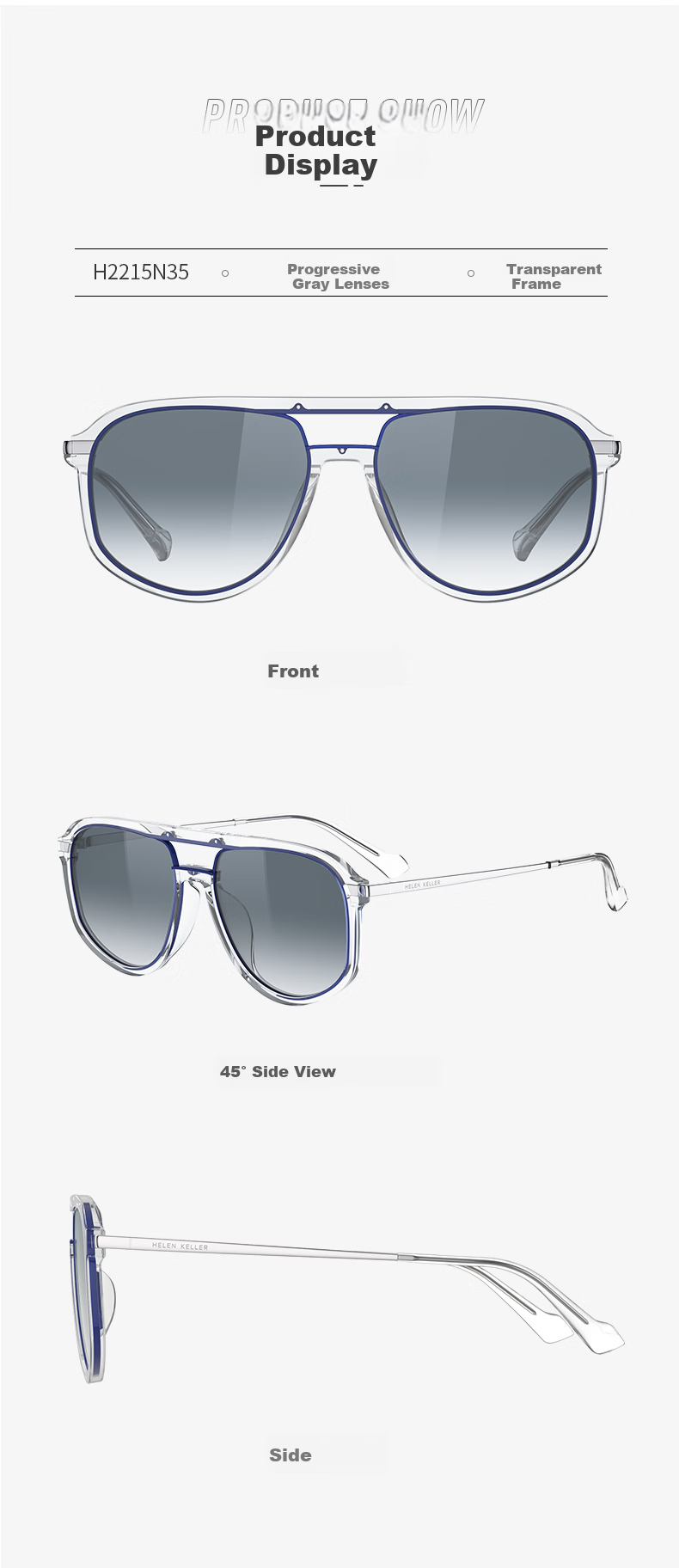 HELEN KELLER Sunglasses for Men And Women, Non-Polarized HUD Car LCD Driving Glasses H2215N39 10